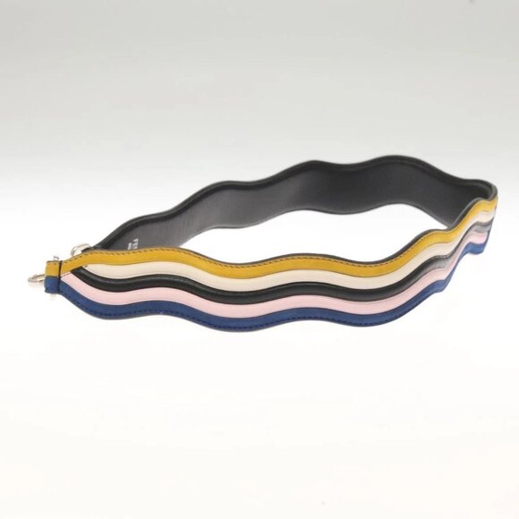 FENDI Strap You Shoulder Strap Leather Black Yellow Auth - Picture 4 of 7